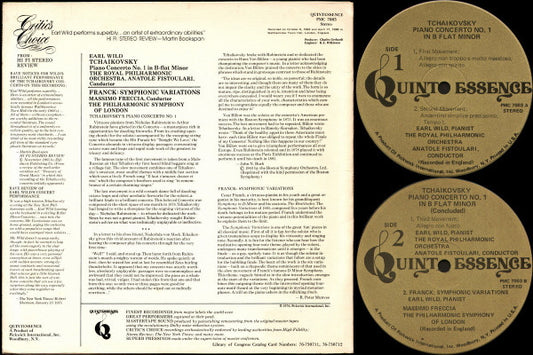 Earl Wild, Pyotr Ilyich Tchaikovsky / César Franck : Piano Concerto No. 1 In B-Flat Minor / Symphonic Variations (LP, Comp)