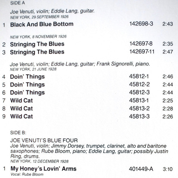 Joe Venuti & Eddie Lang : 1926-1930 (LP, Album, Comp, Mono)