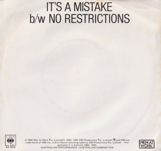 Men At Work : It's A Mistake (7", Single)