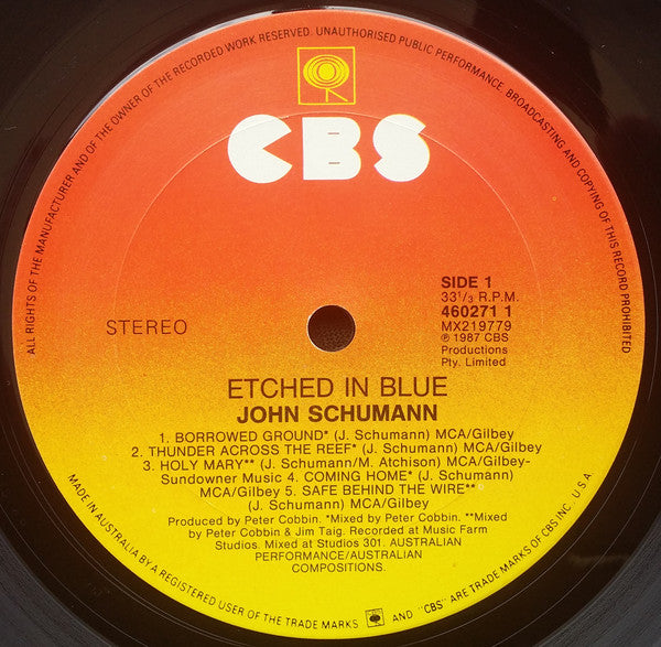 John Schumann : Etched In Blue (LP, Album)