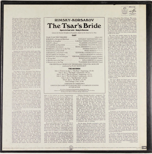 Nikolai Rimsky-Korsakov - Galina Vishnevskaya, Ирина Архипова, Vladimir Atlantov, Evgeny Nesterenko, Bolshoi Theatre Orchestra & Chorus Of The Bolshoi Theatre, Фуат Мансуров : The Tsar's Bride (3xLP, RE, Win + Box)
