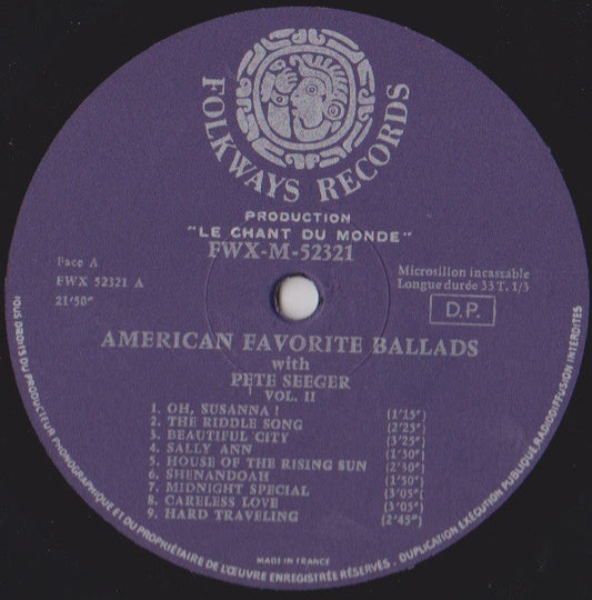Pete Seeger : American Favorite Ballads, Vol. 2 (LP, Tri)