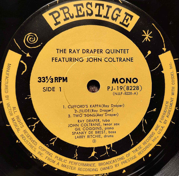 The Ray Draper Quintet Featuring John Coltrane : The Ray Draper Quintet Featuring John Coltrane (LP, Album, Mono, RE)