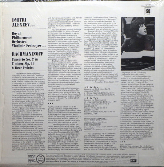 Sergei Vasilyevich Rachmaninoff - Dmitri Alexeev, Royal Philharmonic Orchestra, Vladimir Fedoseyev : Piano Concerto No. 2 / Three Preludes (LP, Album, Quad)