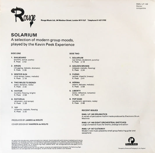 The Kevin Peek Experience : Solarium (LP)