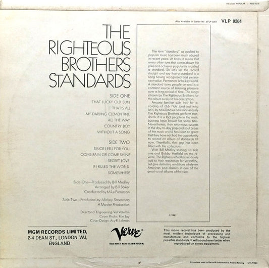 The Righteous Brothers : Standards (LP)
