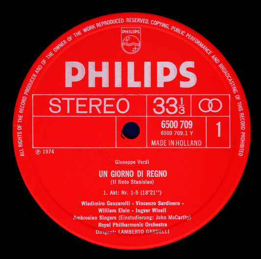 Giuseppe Verdi - Fiorenza Cossotto, Jessye Norman, Ingvar Wixell, José Carreras, Wladimiro Ganzarolli, Vicente Sardinero, The Ambrosian Singers, Royal Philharmonic Orchestra, Lamberto Gardelli : Un Giorno Di Regno (Il Finto Stanislao) (3xLP, Album + Box)