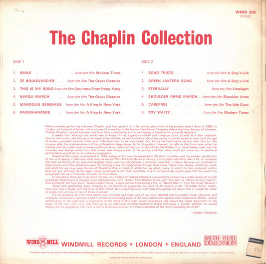 The Syd Dale Orchestra : The Chaplin Collection (LP)