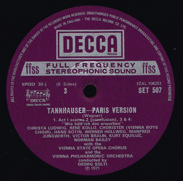 Wagner* - Vienna Philharmonic Orchestra*, Georg Solti : Tannhäuser (Paris Version) (Box + 4xLP)