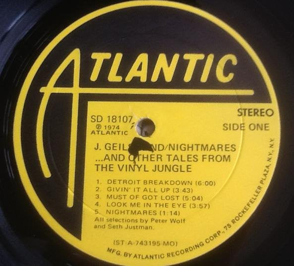 The J. Geils Band : Nightmares ...And Other Tales From The Vinyl Jungle (LP, Album, MO)