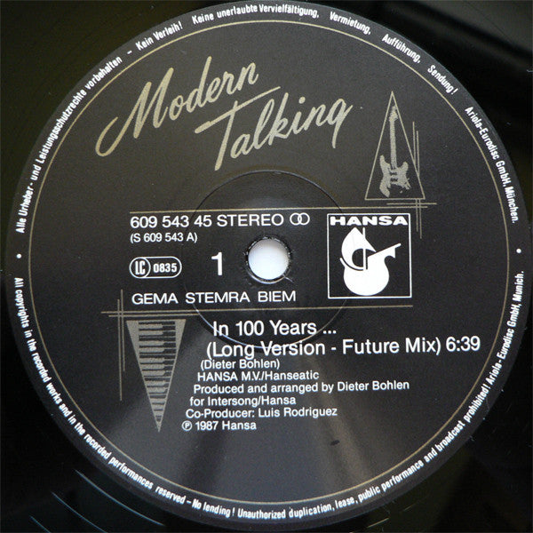 Modern Talking : In 100 Years… (Long Version - Future Mix) (12", Maxi)