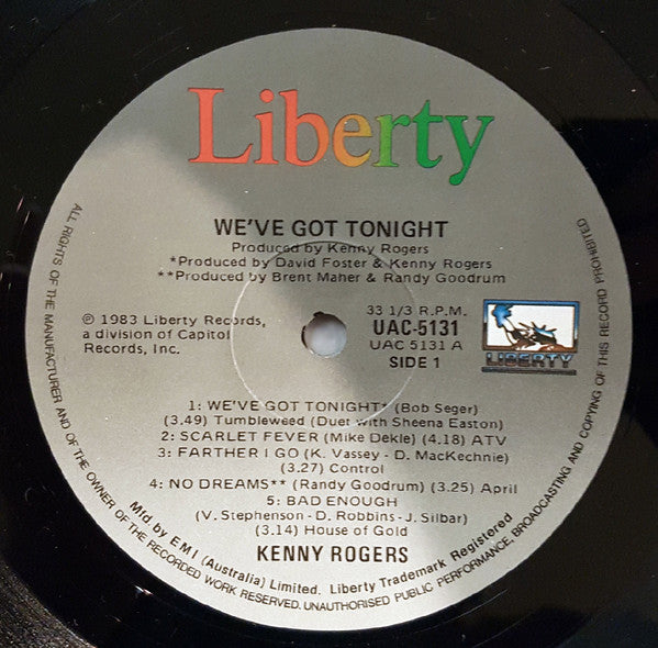 Kenny Rogers : We've Got Tonight (LP, Album)