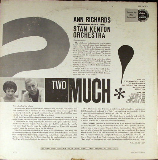 Ann Richards And Stan Kenton : Two Much! (LP, Album)