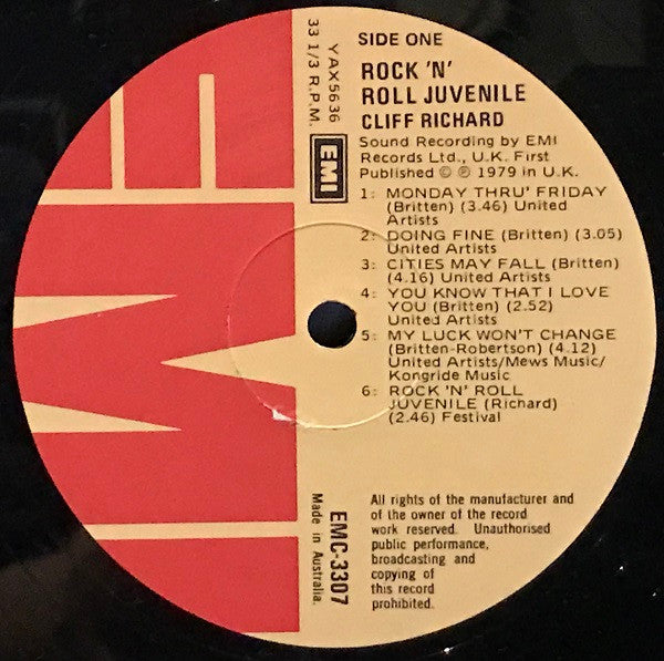 Cliff Richard : Rock 'N' Roll Juvenile (LP, Album)
