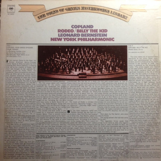 Aaron Copland – Leonard Bernstein, New York Philharmonic : Rodeo / Billy The Kid (LP, RE)