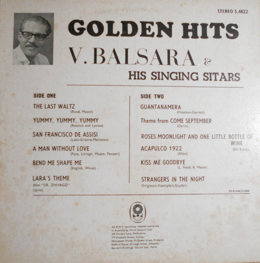 Balsara & His Singing Sitars : Golden Hits (LP, Album, Club)