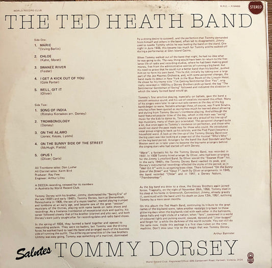 The Ted Heath Band : Salutes Tommy Dorsey (LP, Album, Club)
