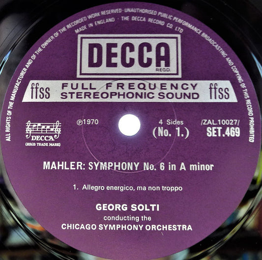 Mahler* - Chicago Symphony Orchestra, Georg Solti • Yvonne Minton : Symphony No. 6 In A Minor / Lieder Eines Fahrenden Gesellen (2xLP + Box)