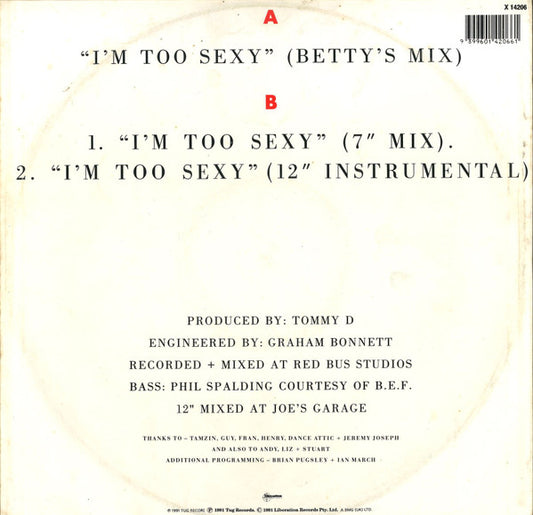 Right Said Fred : I'm Too Sexy (12")