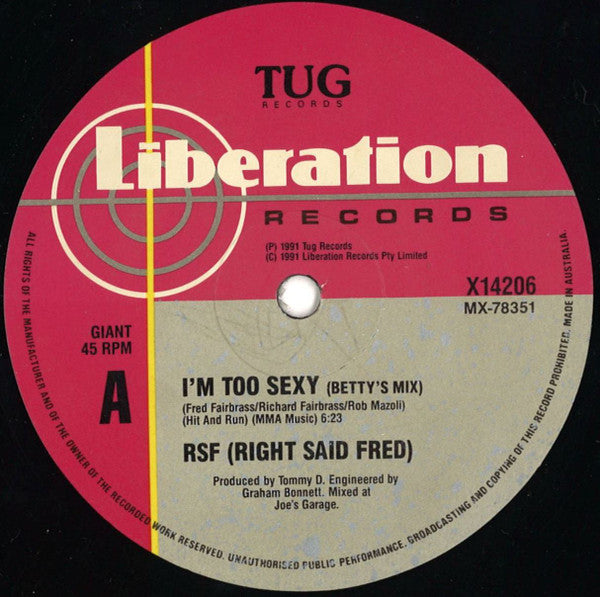 Right Said Fred : I'm Too Sexy (12")