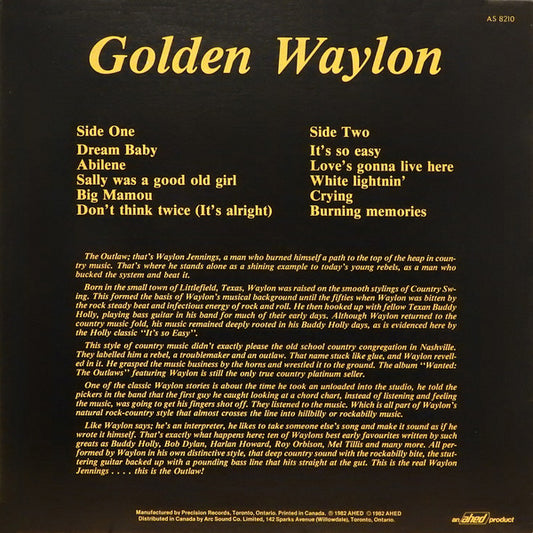 Waylon Jennings : Golden Waylon (LP, RE)