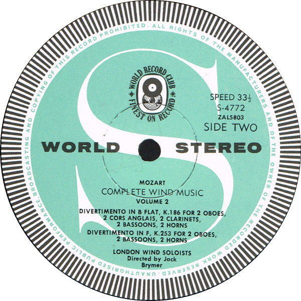 Mozart*, London Wind Soloists Directed By Jack Brymer : The Complete Wind Music (LP, Album, Club + Box)