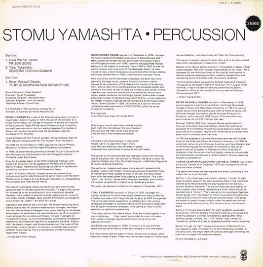Stomu Yamash'ta : Percussion (LP, Album, Club)
