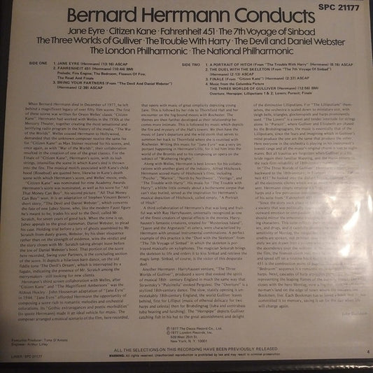 Bernard Herrmann, London Philharmonic Orchestra ・ National Philharmonic Orchestra : Bernard Herrmann Conducts (LP, Comp, RE)