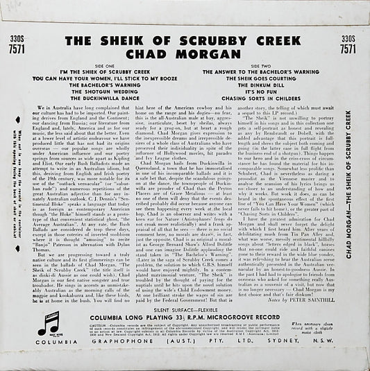 Chad Morgan : The Sheik Of Scrubby Creek (10", Comp)