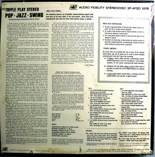 Benny Golson : Triple Play Stereo Pop + Jazz = Swing (LP)