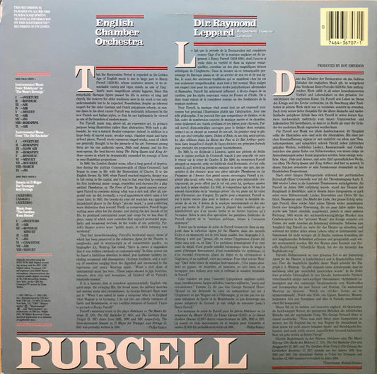 Henry Purcell - English Chamber Orchestra, Raymond Leppard : The Gordion Knot Untied / Abdelazer (The Moor's Revenge) / The Old Bachelor / Sonata In D Major For Trumpet And Strings (LP)