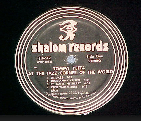 Tommy Yetta : At The Jazz Corner Of The World (LP)