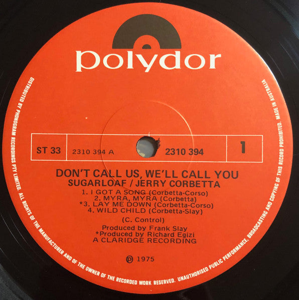 Sugarloaf, Jerry Corbetta : Don't Call Us - We'll Call You (LP, Album)