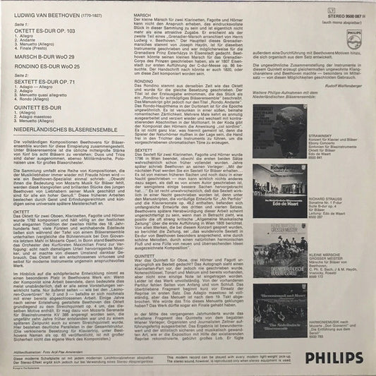 Ludwig van Beethoven - Nederlands Blazers Ensemble : Wind Music: Octet Op. 103 / Sextet Op. 71 / Quintet, Rondino WoO 25 / March WoO 29 (LP)