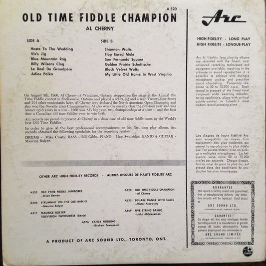 Al Cherny : North American Fiddle Champion Plays Contest Winning Tunes (LP, Mono)