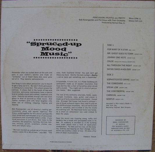 Bobby Rosengarden And Phil Kraus : Percussion Playful And Pretty (LP, Album, Mono)