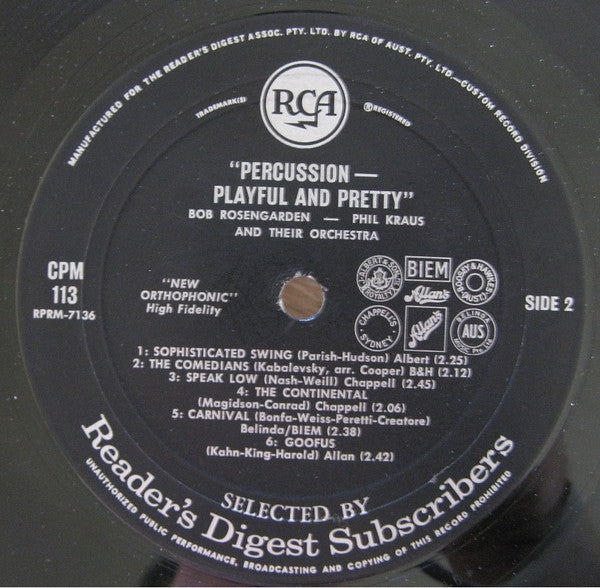 Bobby Rosengarden And Phil Kraus : Percussion Playful And Pretty (LP, Album, Mono)