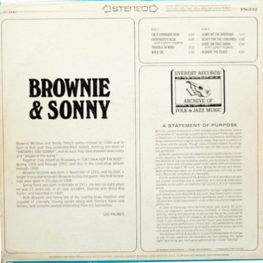 Sonny Terry & Brownie McGhee : Brownie & Sonny (LP, Album)
