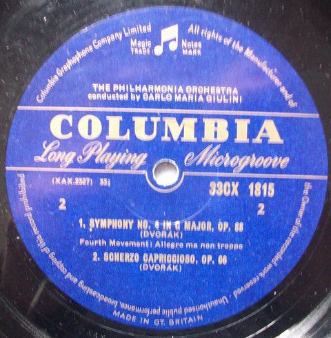 Antonín Dvořák - Philharmonia Orchestra, Carlo Maria Giulini : Symphony N°4 / Scherzo Capriccioso (LP, Mono)
