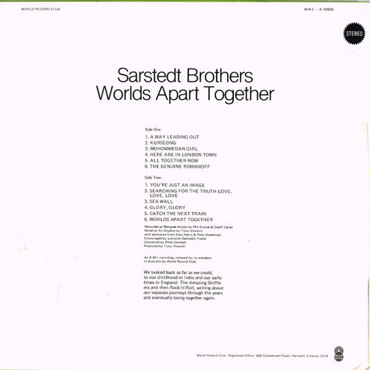 The Sarstedt Brothers : Worlds Apart Together (LP, Album, Club)