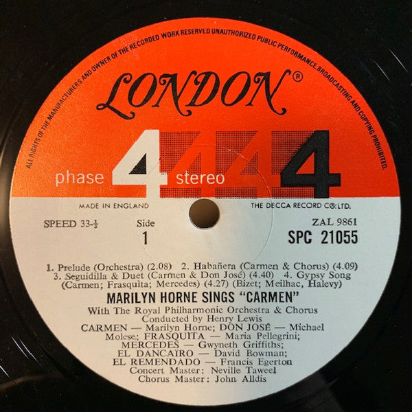 Marilyn Horne, Royal Philharmonic Orchestra And Royal Philharmonic Chorus, Henry Lewis : Marilyn Horne Sings Carmen (LP, Gat)