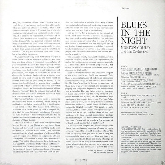 Morton Gould And His Orchestra : Blues In The Night (LP)