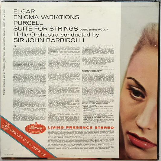 Sir Edward Elgar, Henry Purcell, Sir John Barbirolli, Hallé Orchestra : Enigma Variations Op. 36 / Suite For Strings (LP)