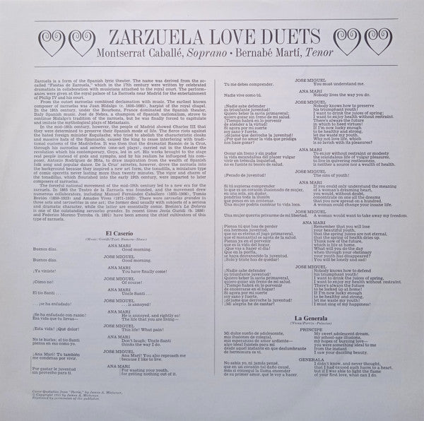 Montserrat Caballé, Bernabé Martí : Zarzuela Love Duets (LP)