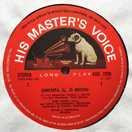Ferruccio Busoni, John Ogdon, Royal Philharmonic Orchestra, Daniell Revenaugh : Piano Concerto (2xLP + Box)
