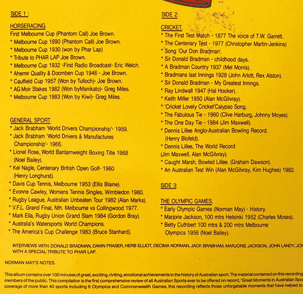 Various : Great Moments In Australian Sport (2xLP, Album, Gat)