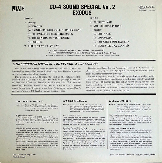 Victor Orchestra, Modern Brass Ensemble, Quadrophonic Singers, Victor Bossa Nova Group & Grand Strings : Exodus (LP, Album, Quad)