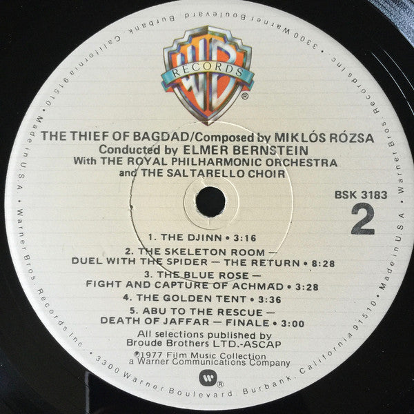 Miklós Rózsa, Elmer Bernstein, Royal Philharmonic Orchestra, The Saltarello Choir : The Thief Of Bagdad (LP, Album, RE)