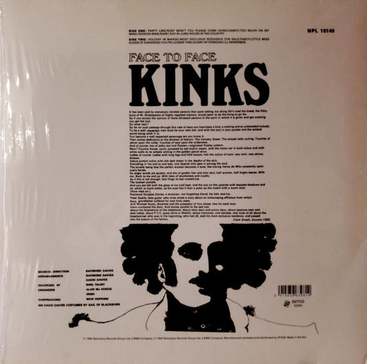 The Kinks : Face To Face (LP, Album, Mono, RE)