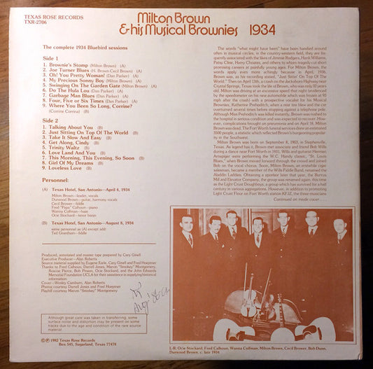 Milton Brown And His Brownies : 1934 (LP, Comp)